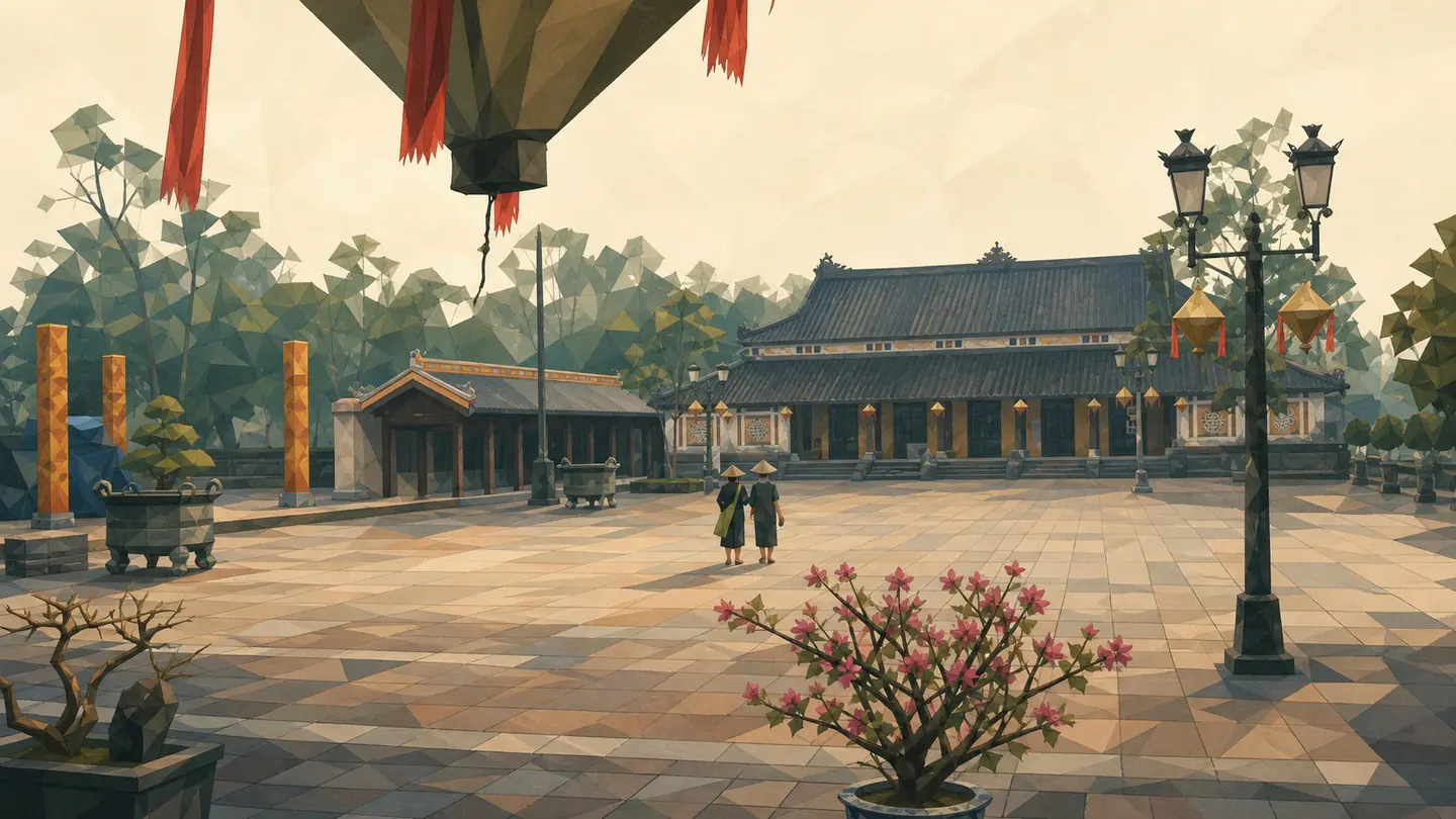 Sân trong Hoàng Thành Huế trong một buổi yên tĩnh