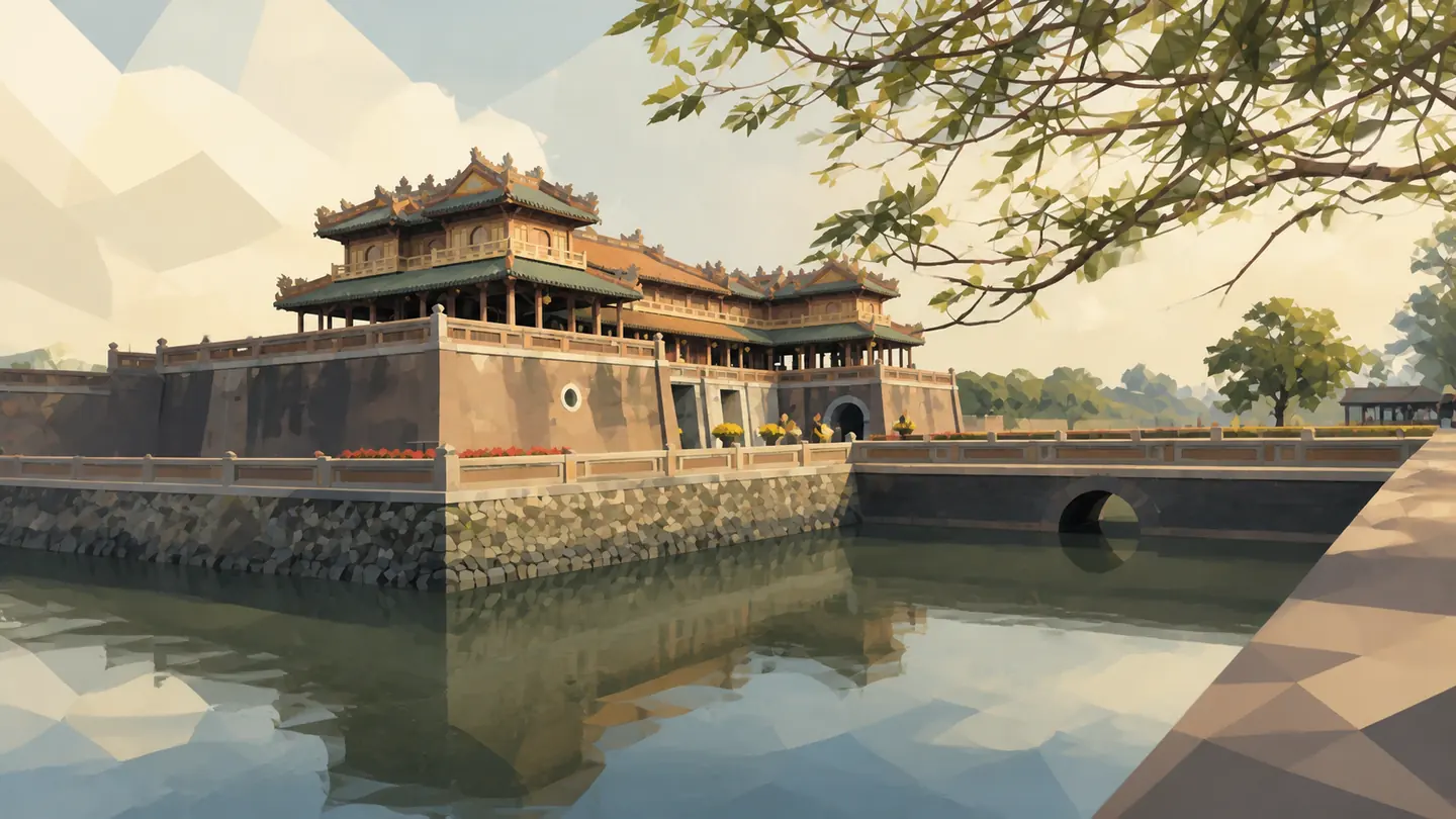 Kỳ đài và hào nước Hoàng Thành Huế